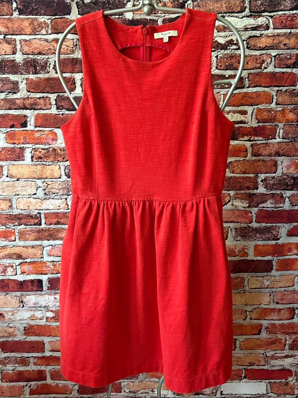 Madewell Light Red Sleeveless Mini Dress Cotton Preppy Size M
